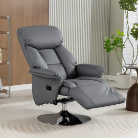 Fauteuil Relax Zorvia Confort Ergonomique Inclinable Pivotant Repose-Pieds Gris