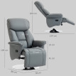 Fauteuil Relax Zorvia Confort Ergonomique Inclinable Pivotant Repose-Pieds Gris