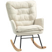 Fauteuil à Bascule Cynera Style Scandinave Confortable Chenille Beige Bois Acier Noir Détente Maison