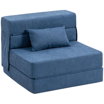 Fauteuil convertible Exovia canapé lit 1 place tissu lin bleu polyvalent détente petit espace