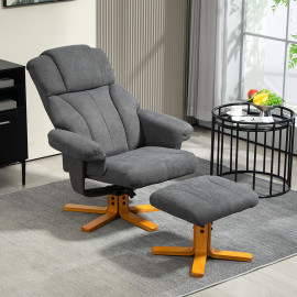 Fauteuil Relax Virex Confort Inclinable Repose-Pieds Flanelle Gris Design Élégant Salon Maison