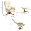 Fauteuil Relax Solixia Confort Inclinable Repose-Pieds Rangement Crème et Bois Verni