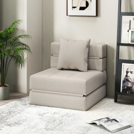 Chauffeuse convertible Tekora grège tissu doux et résistant lit d'appoint confortable et pratique