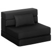 Chauffeuse Synor convertible en lit tissu aspect lin noir polyvalente et confortable pour salon chambre ou bureau