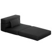 Chauffeuse Synor convertible en lit tissu aspect lin noir polyvalente et confortable pour salon chambre ou bureau