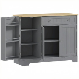 Buffet Marovia rangement cuisine moderne effet bois clair gris 3 portes étagères tiroir élégant