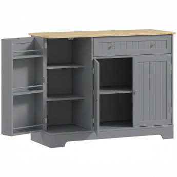 Buffet Marovia rangement cuisine moderne effet bois clair gris 3 portes étagères tiroir élégant