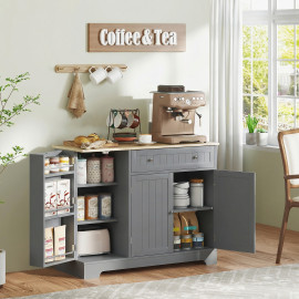Buffet Marovia rangement cuisine moderne effet bois clair gris 3 portes étagères tiroir élégant