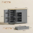 Buffet Marovia rangement cuisine moderne effet bois clair gris 3 portes étagères tiroir élégant