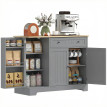 Buffet Marovia rangement cuisine moderne effet bois clair gris 3 portes étagères tiroir élégant