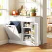 Buffet Luxera meuble cuisine rangement poubelle intégré blanc effet bois clair pratique et élégant