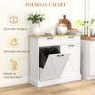 Buffet Luxera meuble cuisine rangement poubelle intégré blanc effet bois clair pratique et élégant