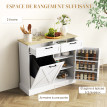 Buffet Luxera meuble cuisine rangement poubelle intégré blanc effet bois clair pratique et élégant