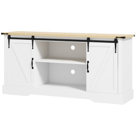 Buffet Bellora élégant rangement spacieux portes coulissantes blanc chêne clair salon salle à manger