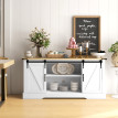 Buffet Bellora élégant rangement spacieux portes coulissantes blanc chêne clair salon salle à manger