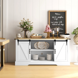 Buffet Bellora élégant rangement spacieux portes coulissantes blanc chêne clair salon salle à manger