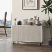 Buffet Bellora élégant rangement spacieux portes coulissantes blanc chêne clair salon salle à manger