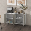 Buffet Bellora élégant rangement spacieux portes coulissantes blanc chêne clair salon salle à manger