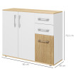 Buffet Elvoria rangement design contemporain bicolore blanc et bois clair pour salon chambre cuisine bureau