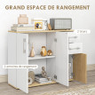 Buffet Elvoria rangement design contemporain bicolore blanc et bois clair pour salon chambre cuisine bureau