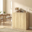 Buffet Sorellia élégant chêne moderne rangement salon salle à manger effet bois cannelé portes sans poignée
