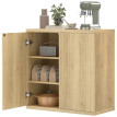 Buffet Sorellia élégant chêne moderne rangement salon salle à manger effet bois cannelé portes sans poignée