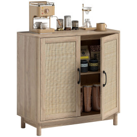 Buffet Valmere cannage rotin naturel chêne clair élégant bohème rangement salon salle à manger