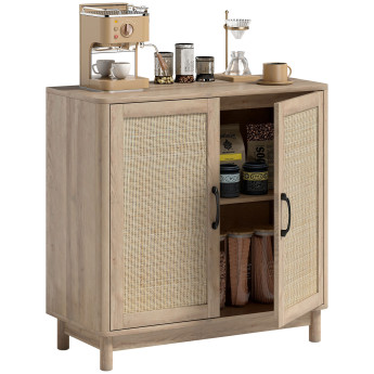 Buffet Valmere cannage rotin naturel chêne clair élégant bohème rangement salon salle à manger