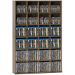 Étagère Arvella Rangement CD DVD Modulable Design Effet Bois Marron pour Salon Bureau Maison