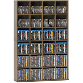 Étagère Arvella Rangement CD DVD Modulable Design Effet Bois Marron pour Salon Bureau Maison