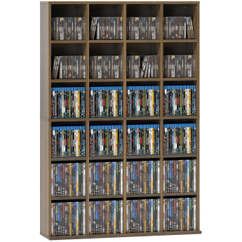 Étagère Arvella Rangement CD DVD Modulable Design Effet Bois Marron pour Salon Bureau Maison
