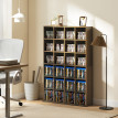 Étagère Arvella Rangement CD DVD Modulable Design Effet Bois Marron pour Salon Bureau Maison
