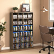 Étagère Arvella Rangement CD DVD Modulable Design Effet Bois Marron pour Salon Bureau Maison