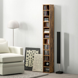Étagère Solmire colonne rangement CD élégante moderne effet bois vieilli pour salon chambre bureau