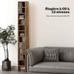Étagère Solmire colonne rangement CD élégante moderne effet bois vieilli pour salon chambre bureau