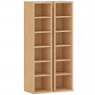 Étagère Ravelle Lot de 2 Colonnes Rangement CD DVD Meuble Élégant Bois Naturel 12 Compartiments