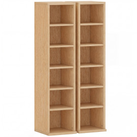 Étagère Ravelle Lot de 2 Colonnes Rangement CD DVD Meuble Élégant Bois Naturel 12 Compartiments