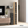 Étagère Ravelle Lot de 2 Colonnes Rangement CD DVD Meuble Élégant Bois Naturel 12 Compartiments