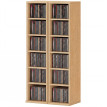 Étagère Ravelle Lot de 2 Colonnes Rangement CD DVD Meuble Élégant Bois Naturel 12 Compartiments