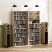 Étagère Deloria rangement CD DVD Blu-ray 8 compartiments naturel organisation optimale