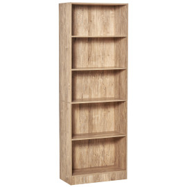 Bibliothèque Virelle étagère design rangement salon bureau effet bois naturel 5 niveaux