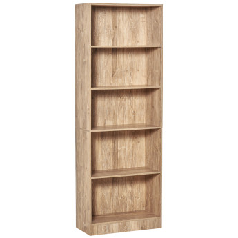 Bibliothèque Virelle étagère design rangement salon bureau effet bois naturel 5 niveaux