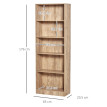 Bibliothèque Virelle étagère design rangement salon bureau effet bois naturel 5 niveaux
