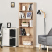 Bibliothèque Virelle étagère design rangement salon bureau effet bois naturel 5 niveaux
