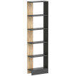Bibliothèque Orvyna étagère design moderne rangement 5 niveaux noir effet bois clair élégant salon chambre bureau