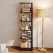 Bibliothèque Orvyna étagère design moderne rangement 5 niveaux noir effet bois clair élégant salon chambre bureau