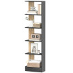 Bibliothèque Orvyna étagère design moderne rangement 5 niveaux noir effet bois clair élégant salon chambre bureau