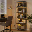 Bibliothèque Talvix étagère industrielle LED 7 couleurs rangement élégant noir