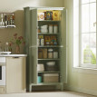 Armoire de cuisine Elyraxis rangement LED élégant éclairage intelligent étagères modulables vert classique