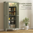 Armoire de cuisine Elyraxis rangement LED élégant éclairage intelligent étagères modulables vert classique